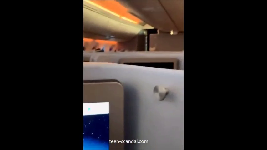 Hippie girl on the plane with a vibrator